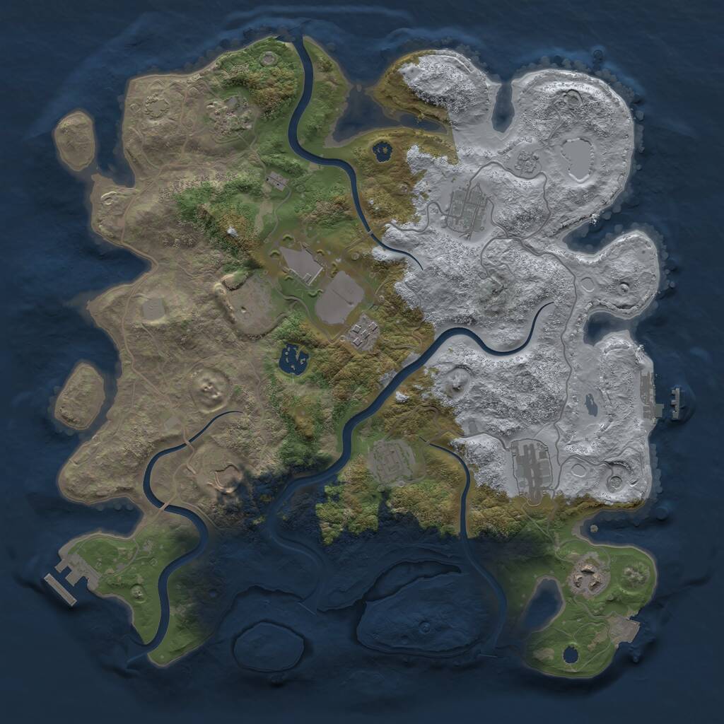 Rust Map: Procedural Map, Size: 3700, Seed: 1136775167, 16 Monuments