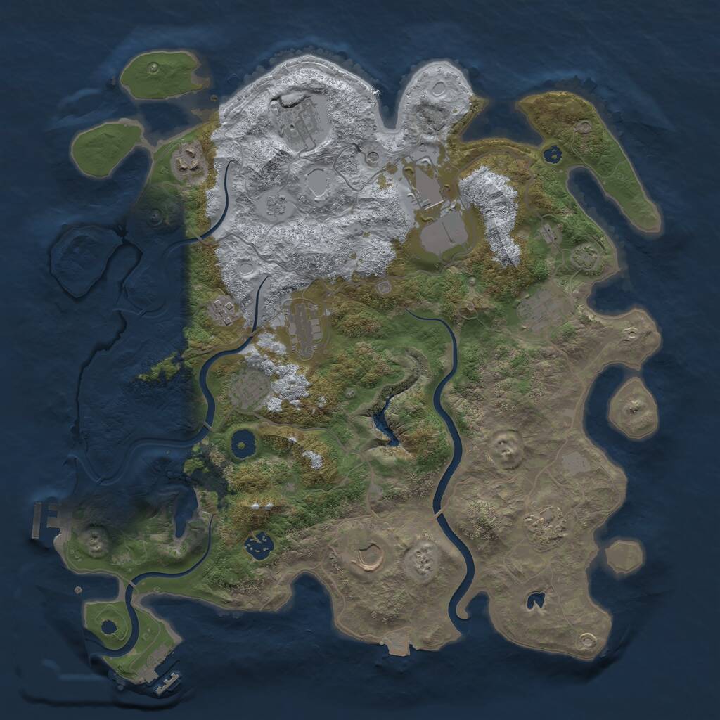 Rust Map: Procedural Map, Size: 4000, Seed: 385503825, 16 Monuments