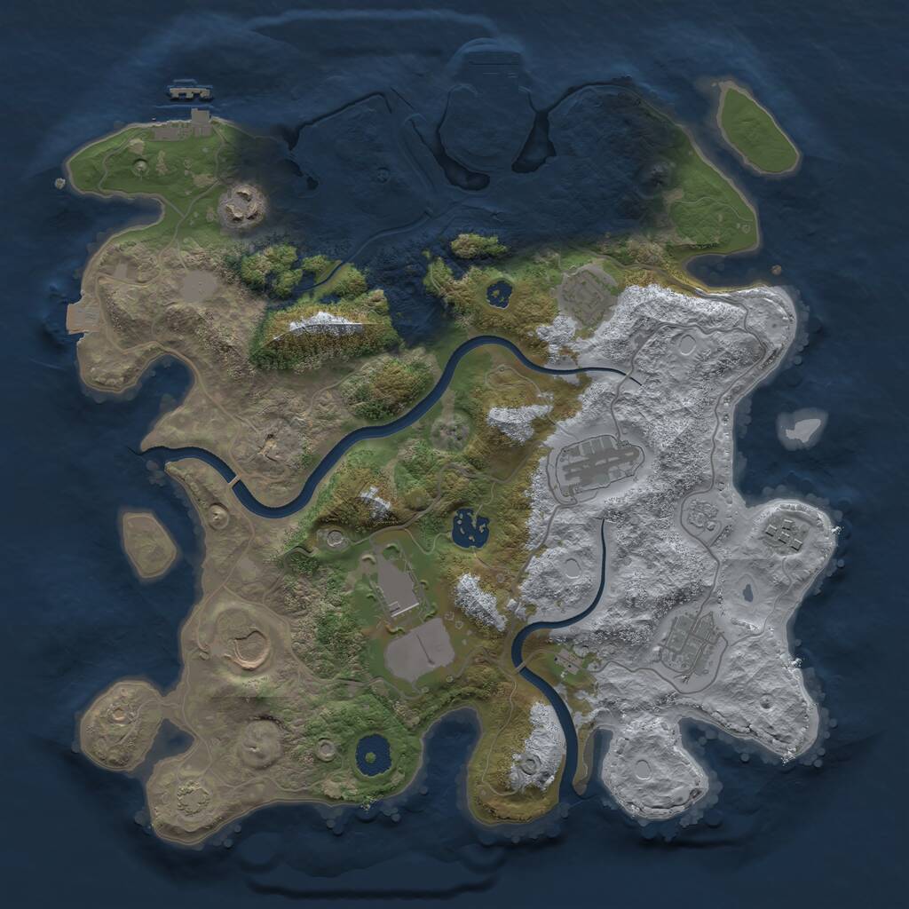 Rust Map: Procedural Map, Size: 3500, Seed: 437080, 14 Monuments