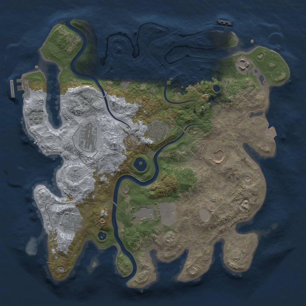 Rust Map: Procedural Map, Size: 3500, Seed: 565540096, 13 Monuments
