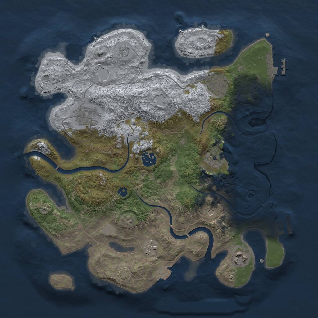 Rust Map: Procedural Map, Size: 3250, Seed: 79345960, 12 Monuments