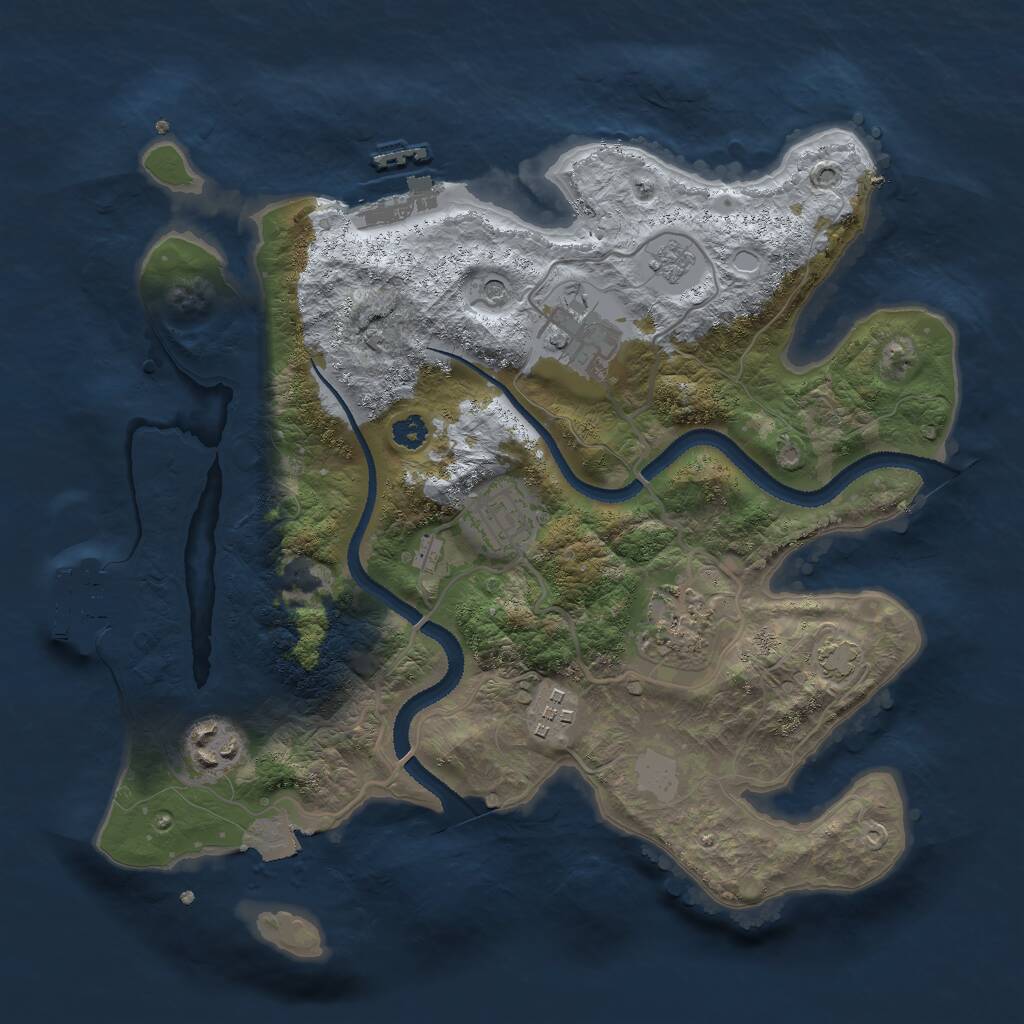 Rust Map: Procedural Map, Size: 3000, Seed: 1232725908, 11 Monuments