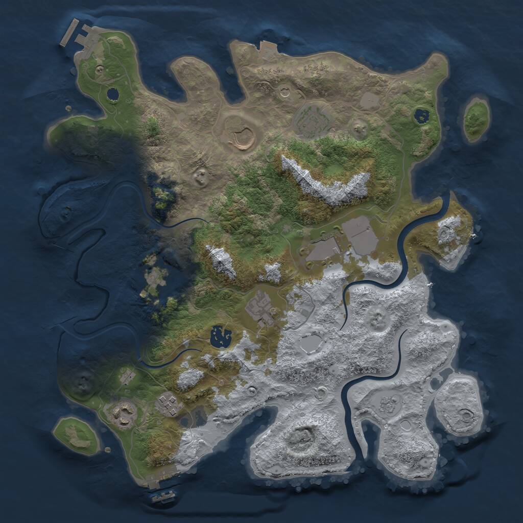 Rust Map: Procedural Map, Size: 3500, Seed: 1749643179, 14 Monuments