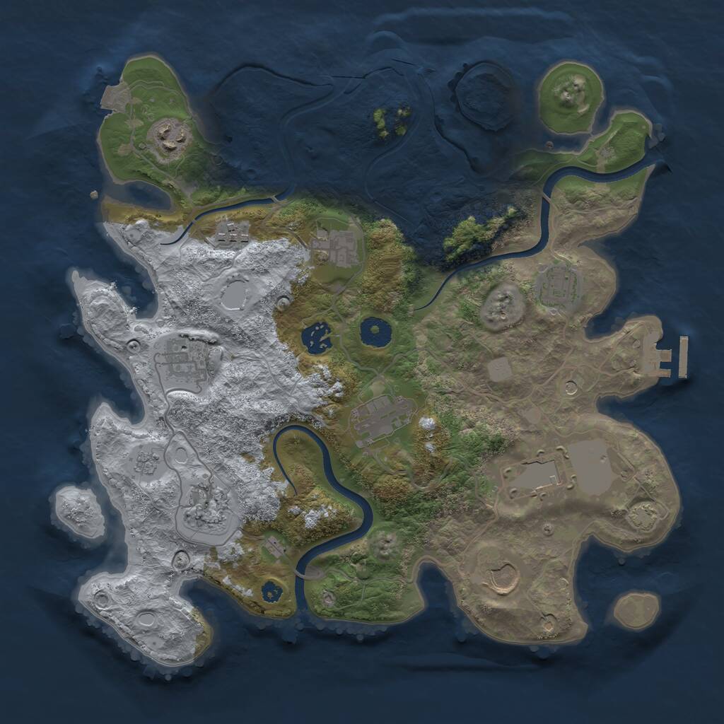 Rust Map: Procedural Map, Size: 3500, Seed: 1863463860, 15 Monuments