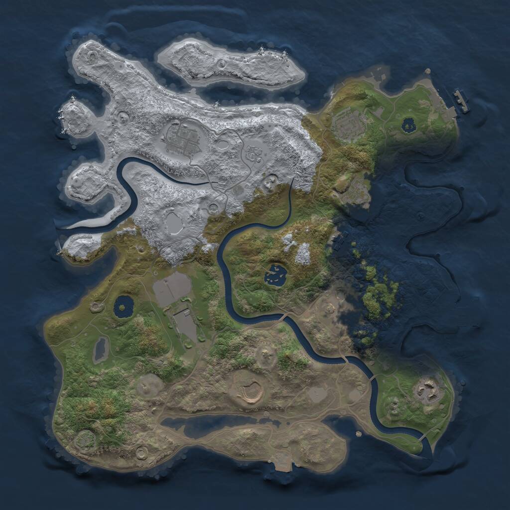 Rust Map: Procedural Map, Size: 3500, Seed: 1105082999, 15 Monuments