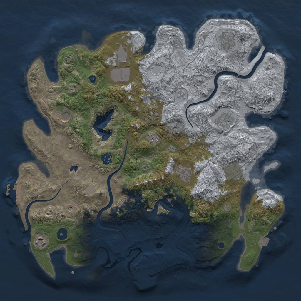 Rust Map: Procedural Map, Size: 4000, Seed: 720776993, 16 Monuments