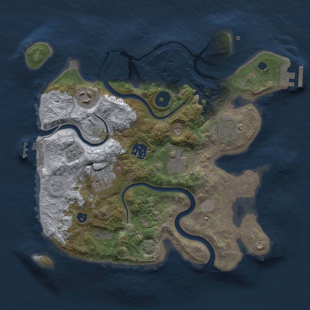 Rust Map: Procedural Map, Size: 3000, Seed: 1258420366, 12 Monuments
