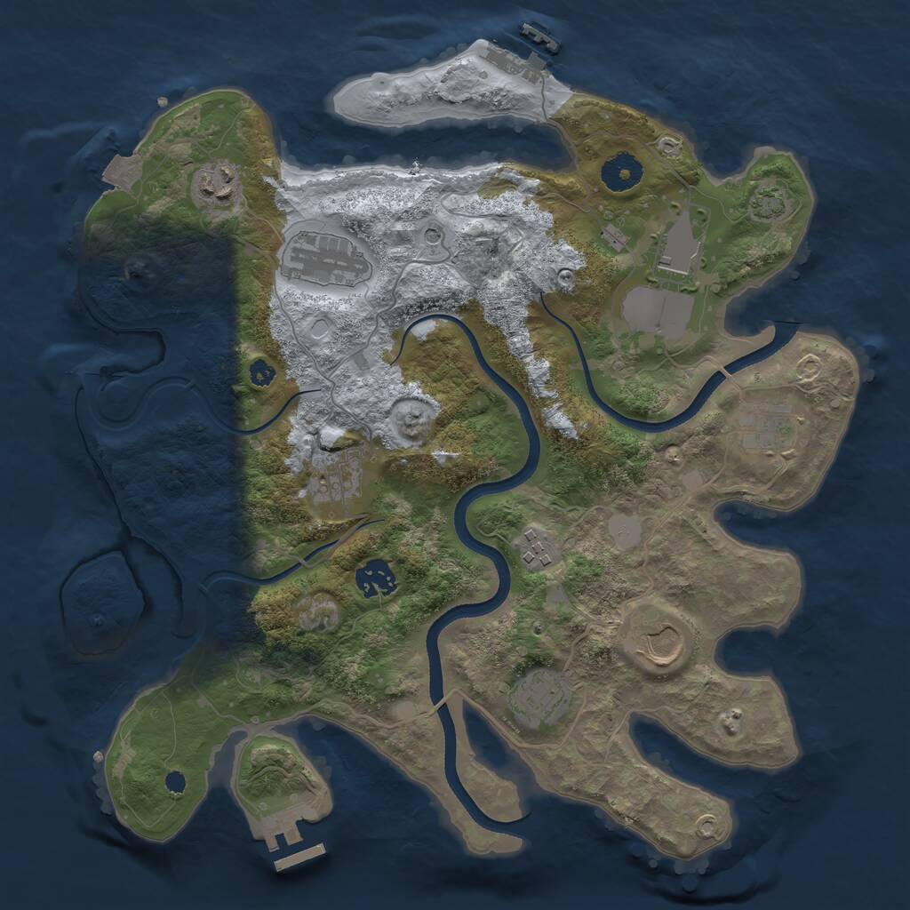 Rust Map: Procedural Map, Size: 3500, Seed: 1275783876, 14 Monuments