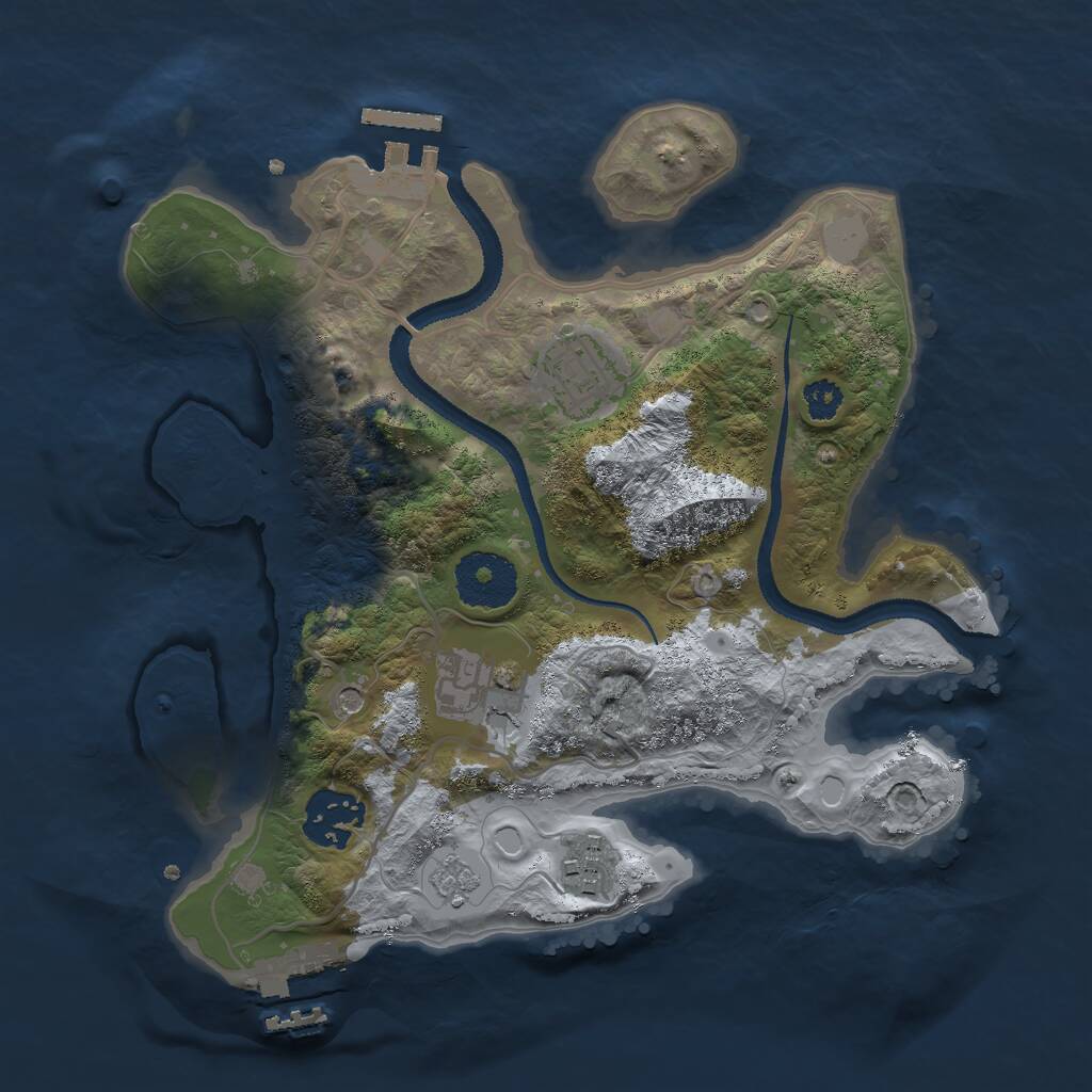 Rust Map: Procedural Map, Size: 2750, Seed: 601696587, 9 Monuments