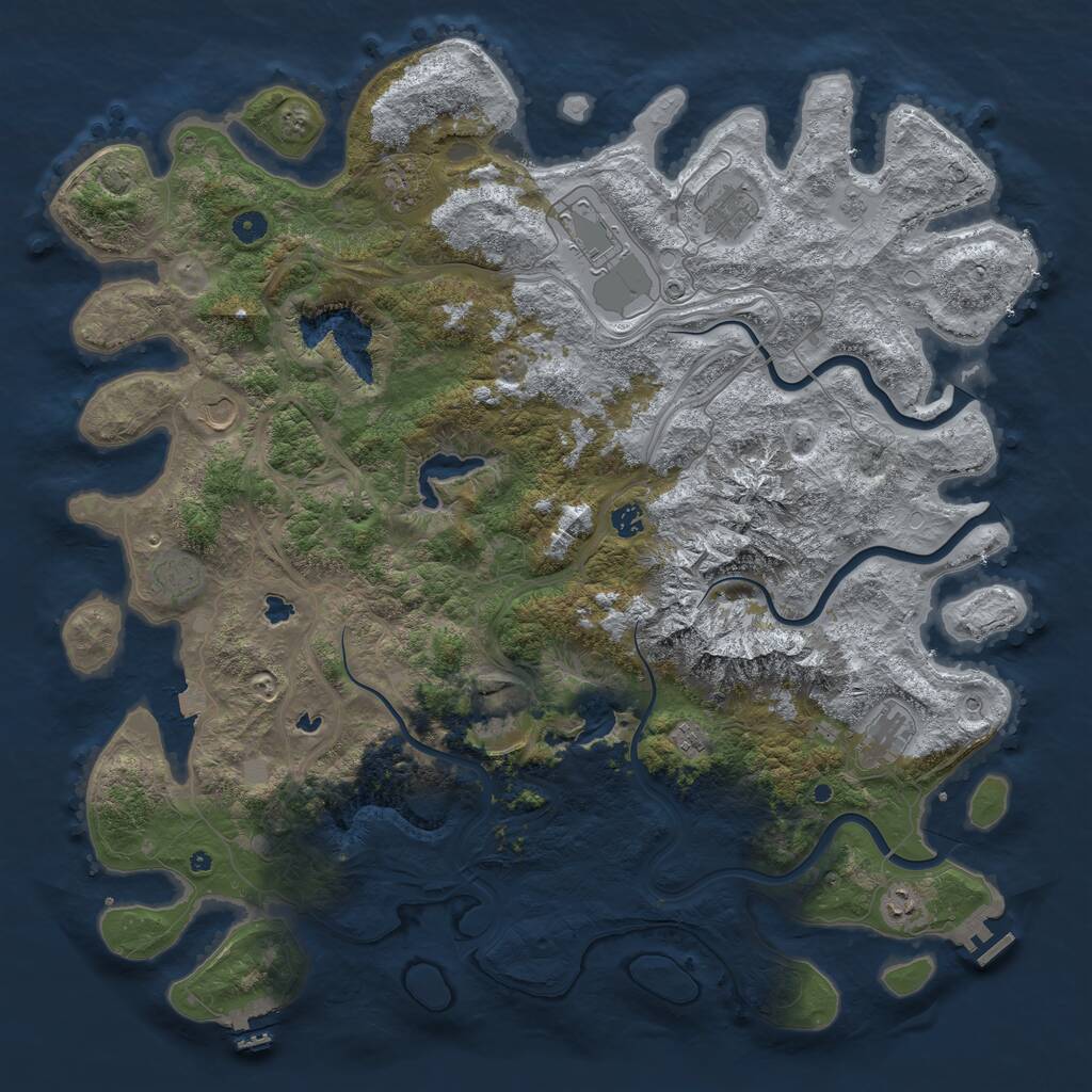 Rust Map: Procedural Map, Size: 5000, Seed: 69666, 16 Monuments