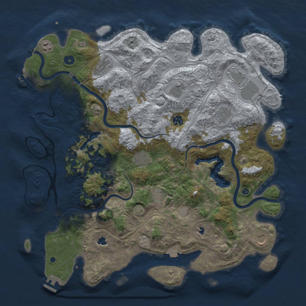 Rust Map: Procedural Map, Size: 4500, Seed: 1291433846, 16 Monuments