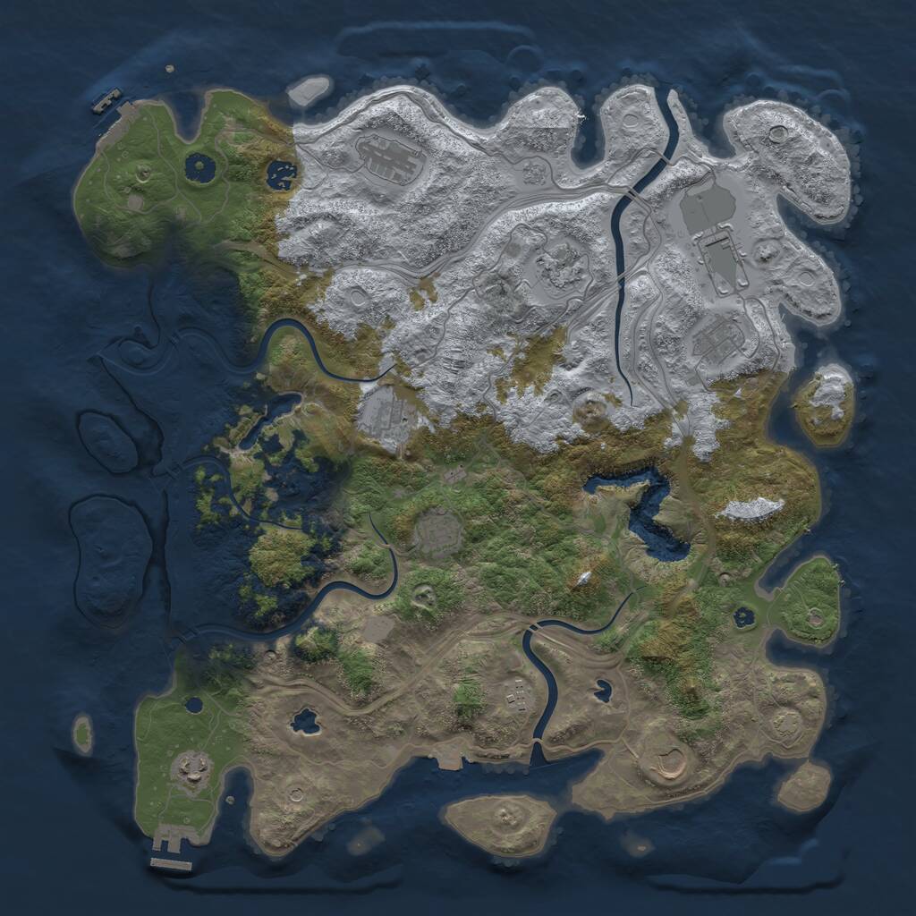 Rust Map: Procedural Map, Size: 4500, Seed: 1291433846, 16 Monuments