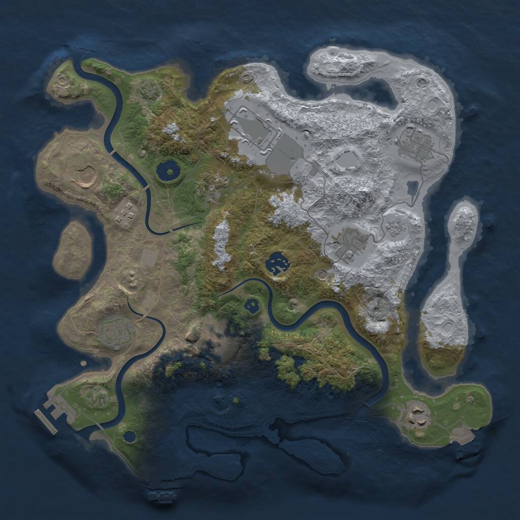 Rust Map: Procedural Map, Size: 3500, Seed: 3242, 16 Monuments