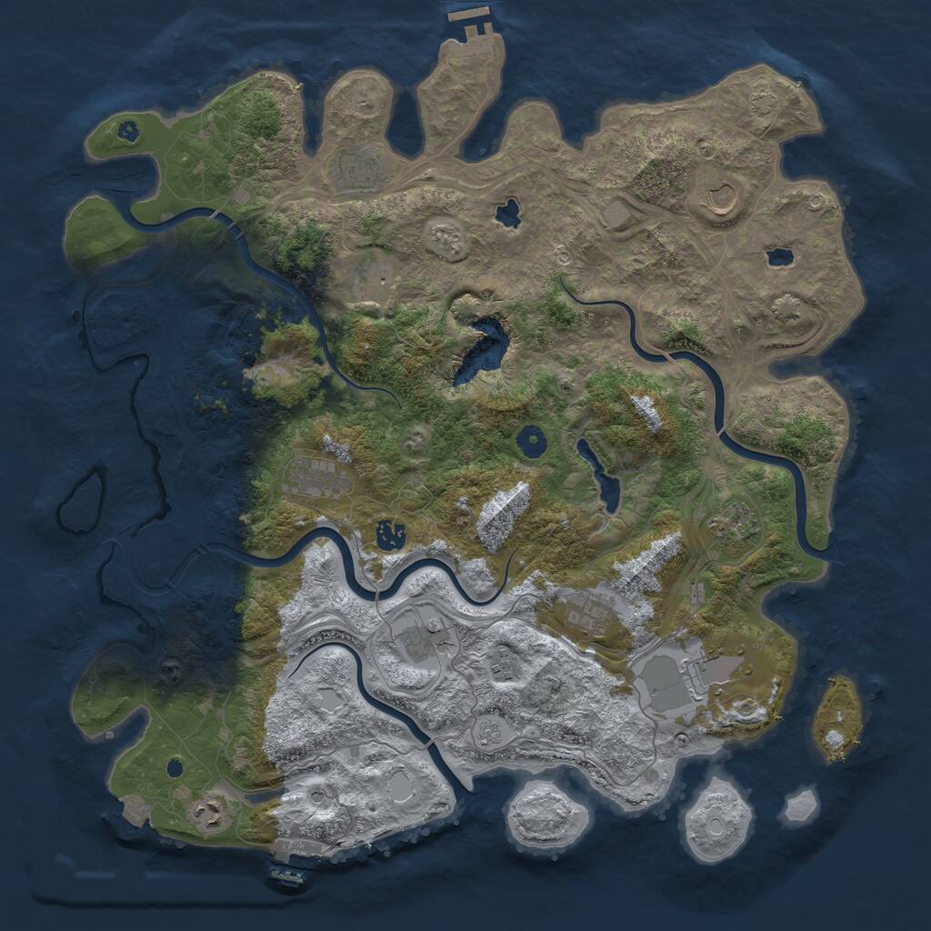 Rust Map: Procedural Map, Size: 4500, Seed: 1408232287, 17 Monuments