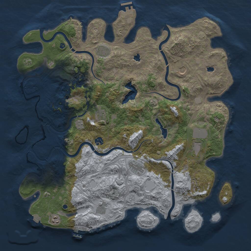 Rust Map: Procedural Map, Size: 4500, Seed: 1408232287, 16 Monuments