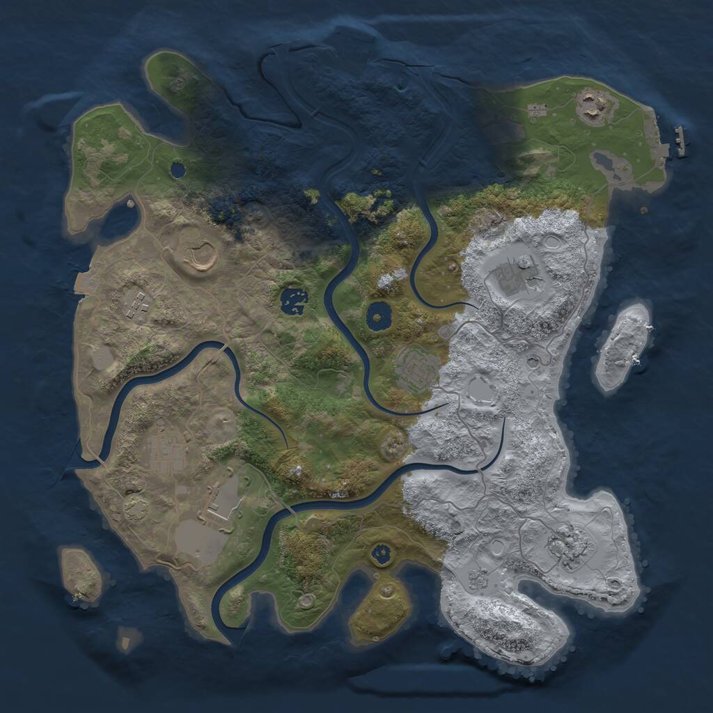Rust Map: Procedural Map, Size: 3800, Seed: 1623518314, 15 Monuments