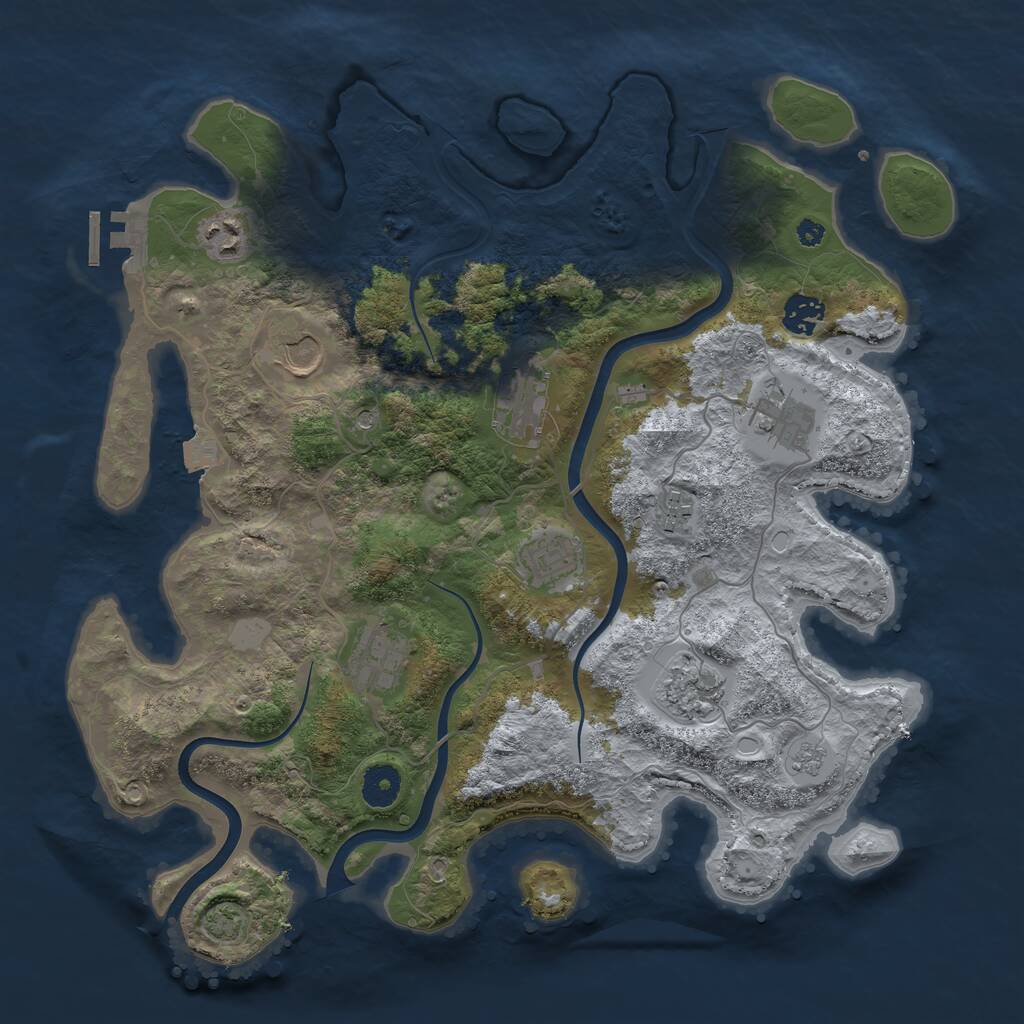 Rust Map: Procedural Map, Size: 3750, Seed: 951900782, 14 Monuments