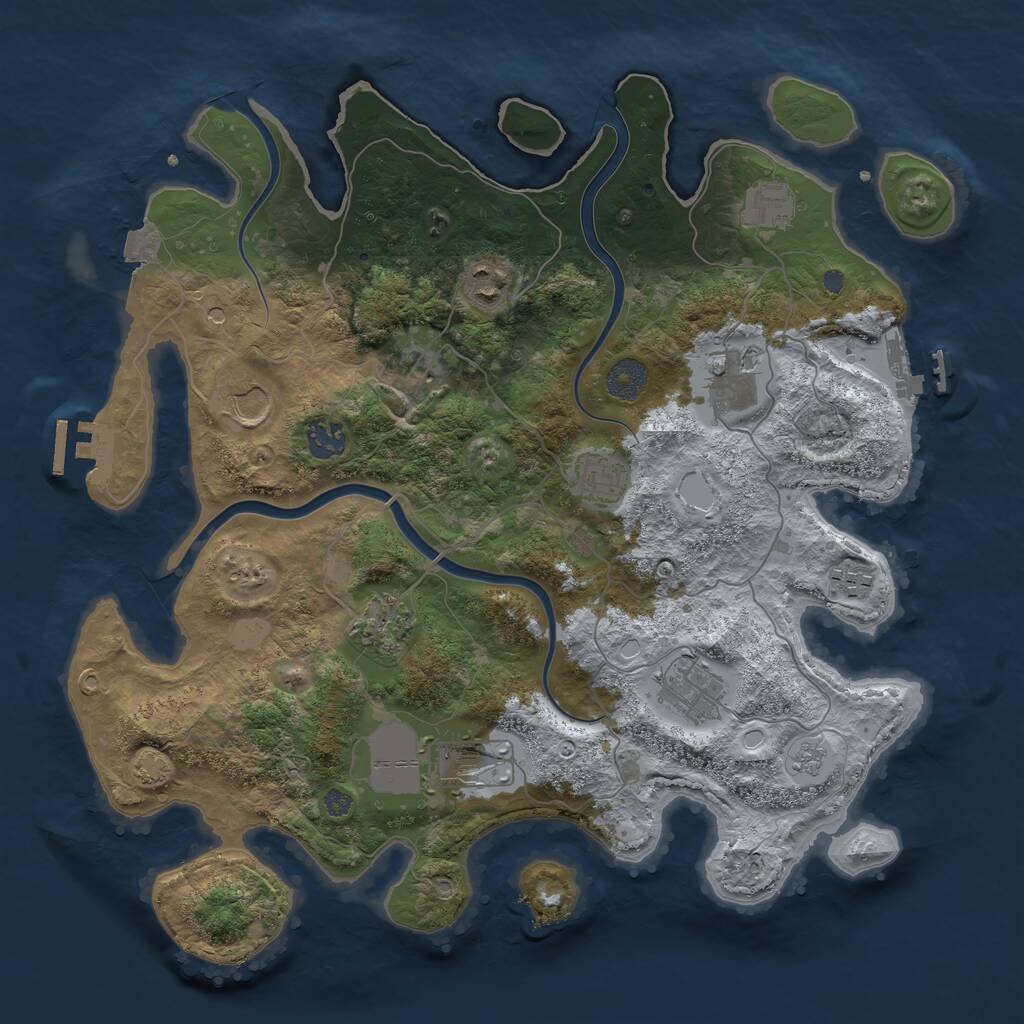 Rust Map: Procedural Map, Size: 3750, Seed: 951900782, 18 Monuments
