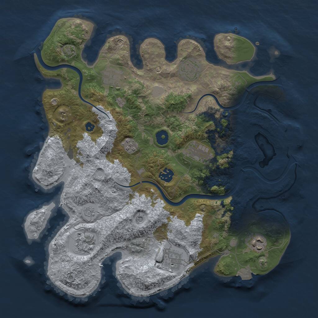 Rust Map: Procedural Map, Size: 3450, Seed: 8357, 13 Monuments