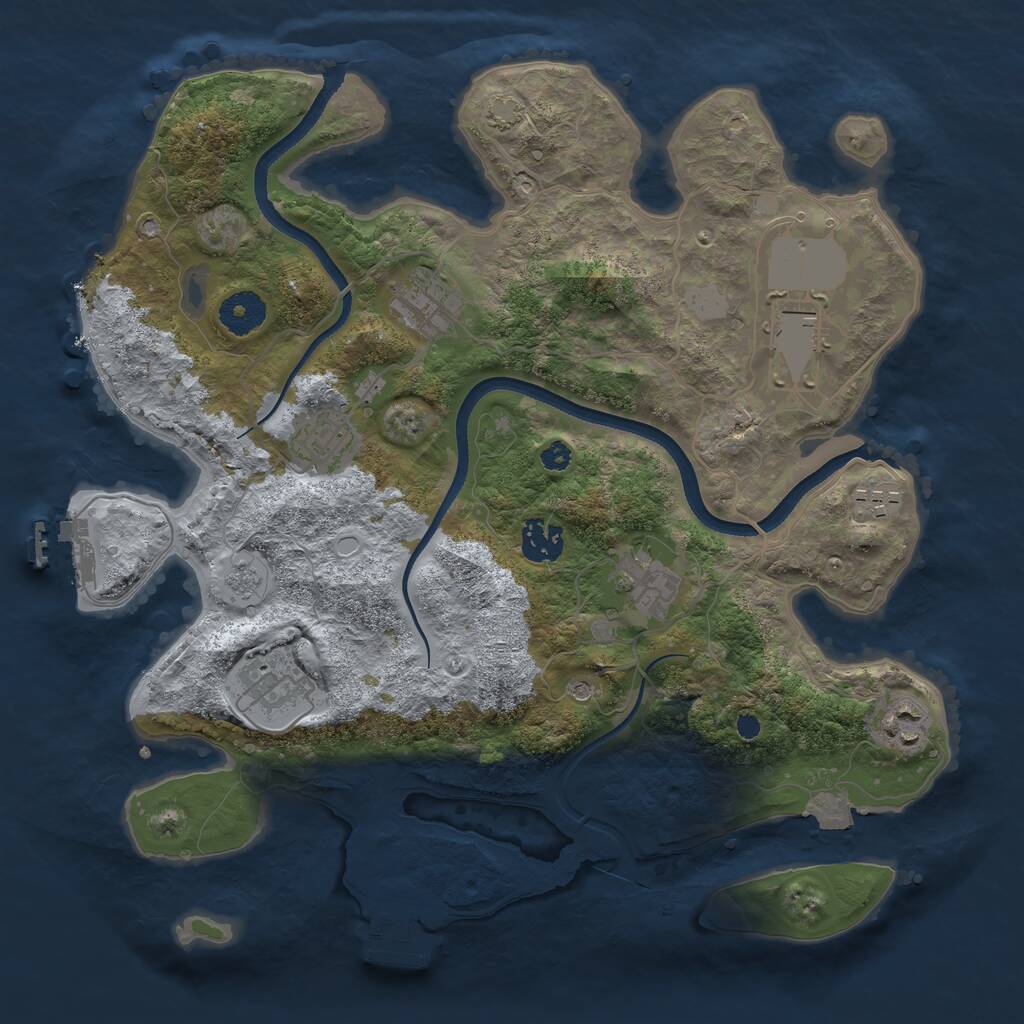 Rust Map: Procedural Map, Size: 3500, Seed: 2030611438, 14 Monuments