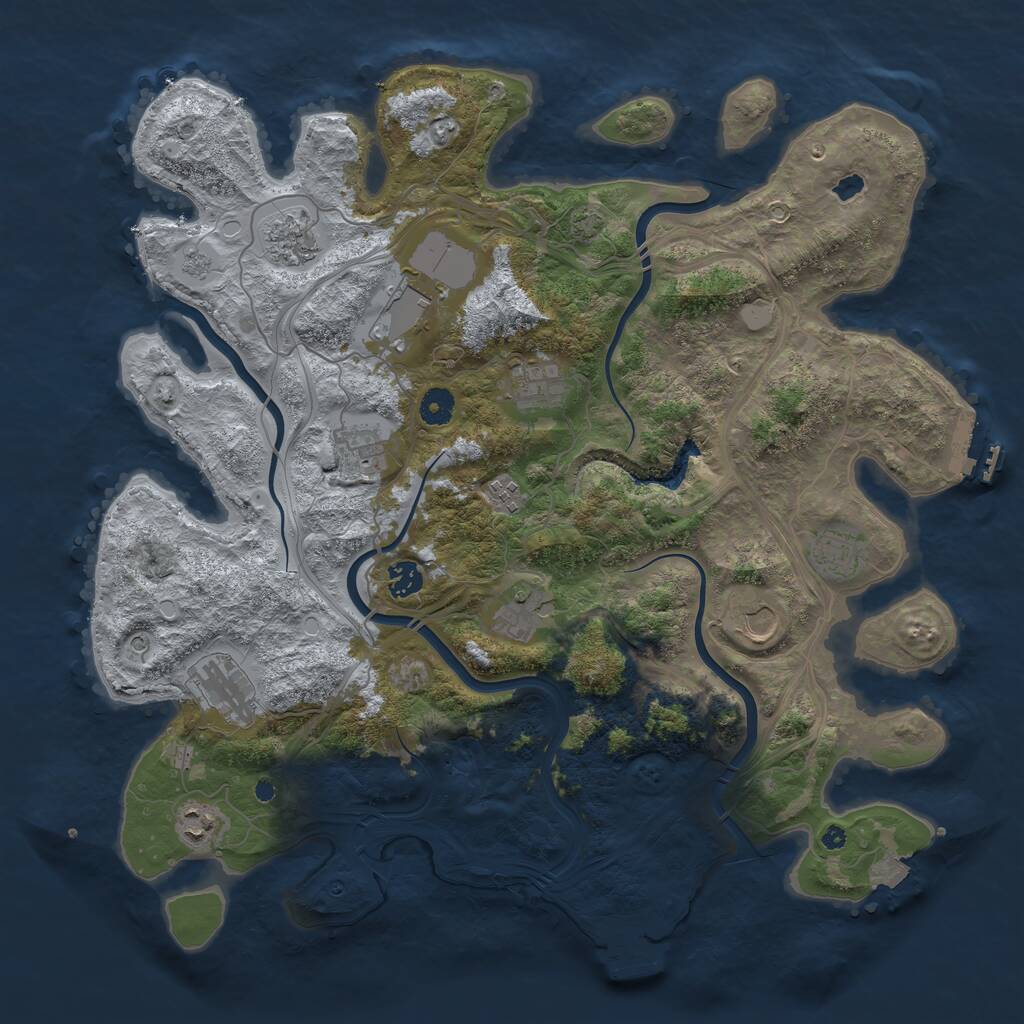 Rust Map: Procedural Map, Size: 4250, Seed: 1832599425, 17 Monuments