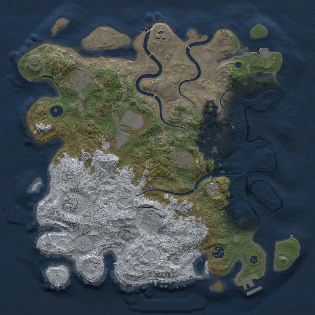 Rust Map: Procedural Map, Size: 3900, Seed: 22710065, 14 Monuments