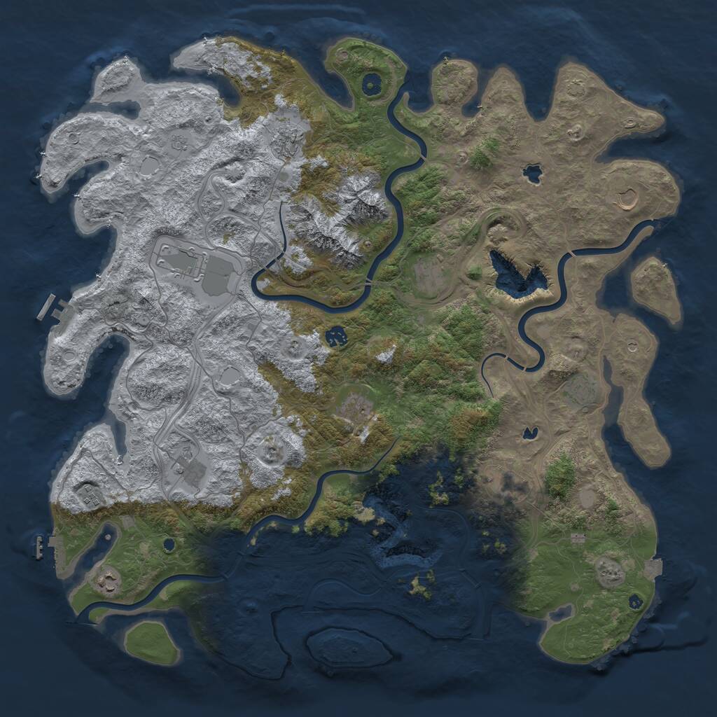Rust Map: Procedural Map, Size: 5000, Seed: 1763757239, 17 Monuments