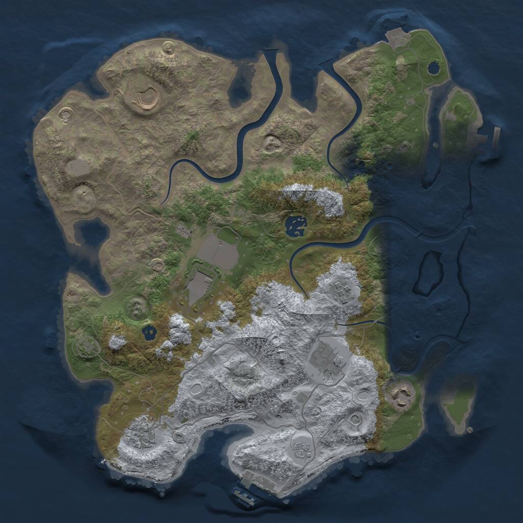 Rust Map: Procedural Map, Size: 3500, Seed: 1503026828, 13 Monuments