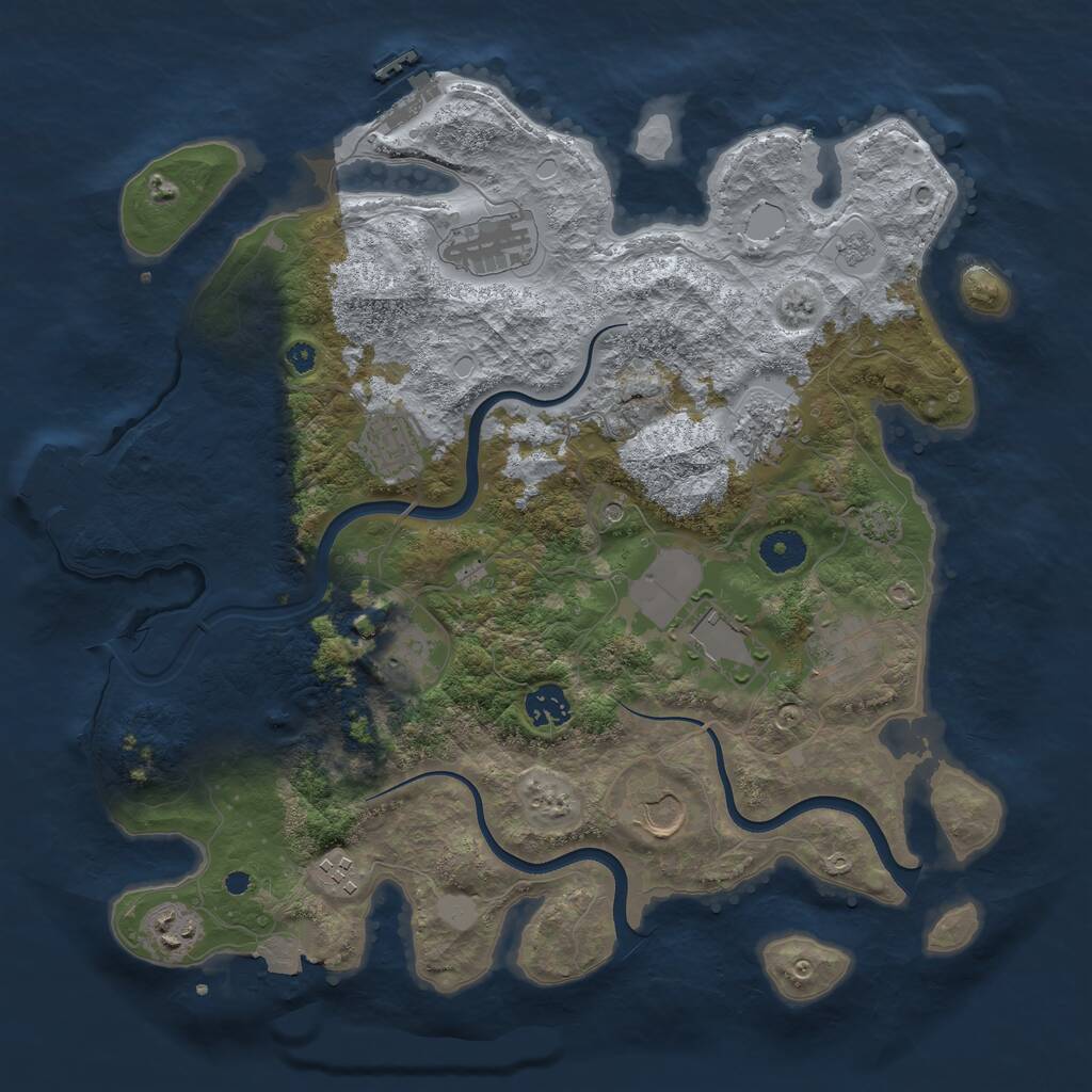 Rust Map: Procedural Map, Size: 3750, Seed: 1669211321, 16 Monuments