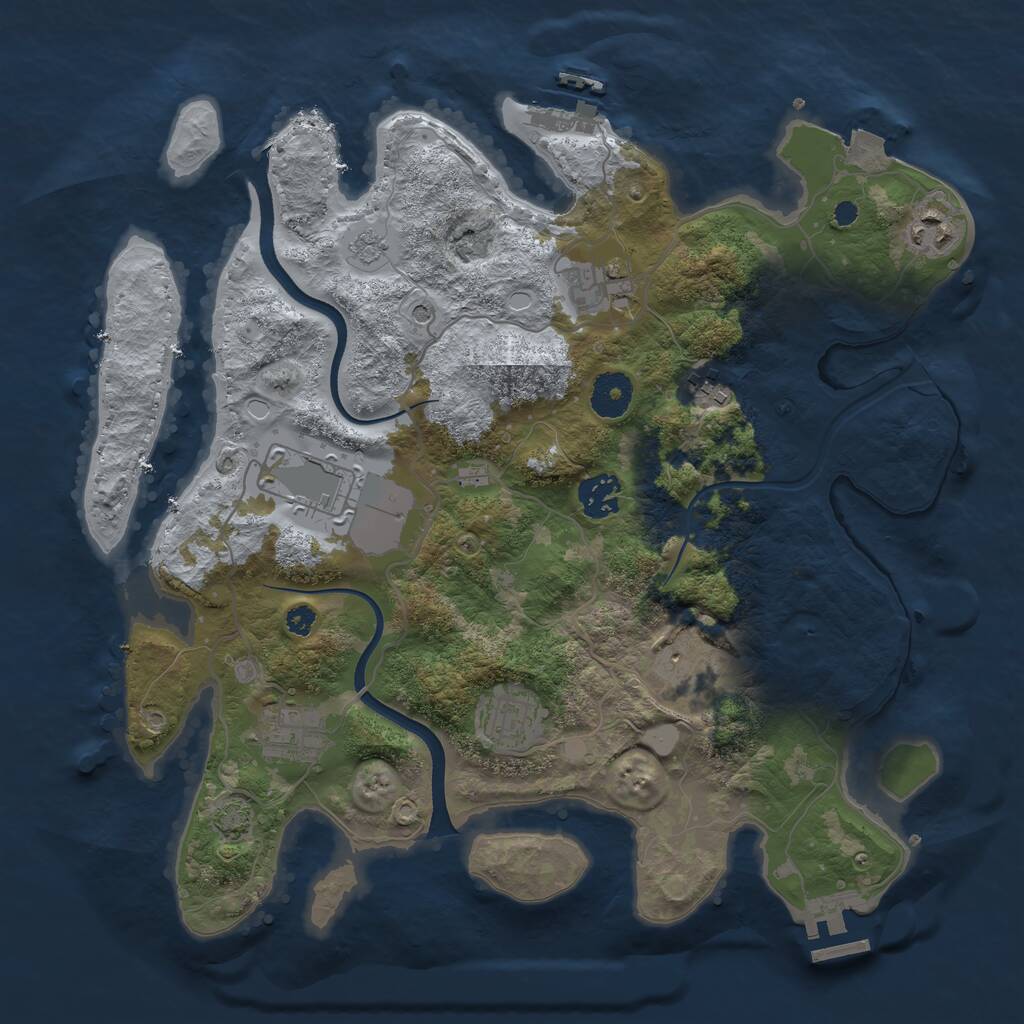 Rust Map: Procedural Map, Size: 3500, Seed: 823321248, 14 Monuments