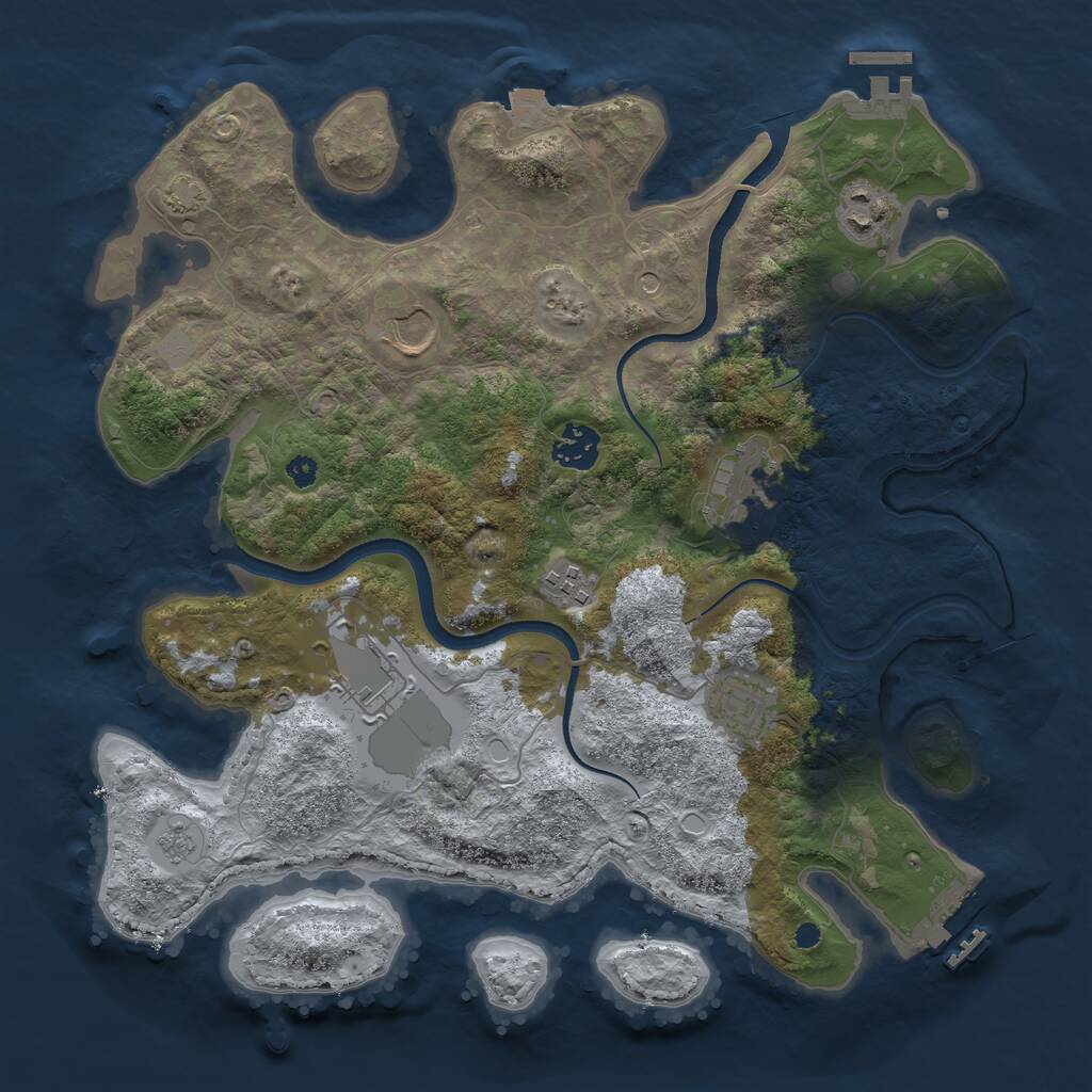 Rust Map: Procedural Map, Size: 3500, Seed: 1208024643, 13 Monuments
