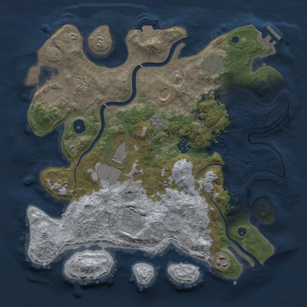 Rust Map: Procedural Map, Size: 3500, Seed: 1208024643, 13 Monuments