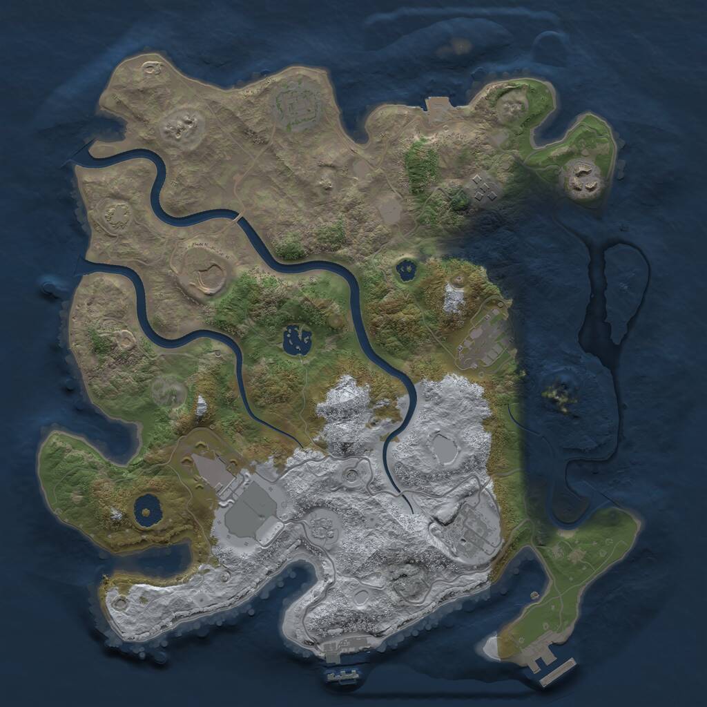Rust Map: Procedural Map, Size: 3500, Seed: 2123122000, 14 Monuments