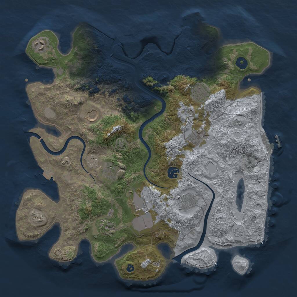 Rust Map: Procedural Map, Size: 3750, Seed: 733709748, 16 Monuments