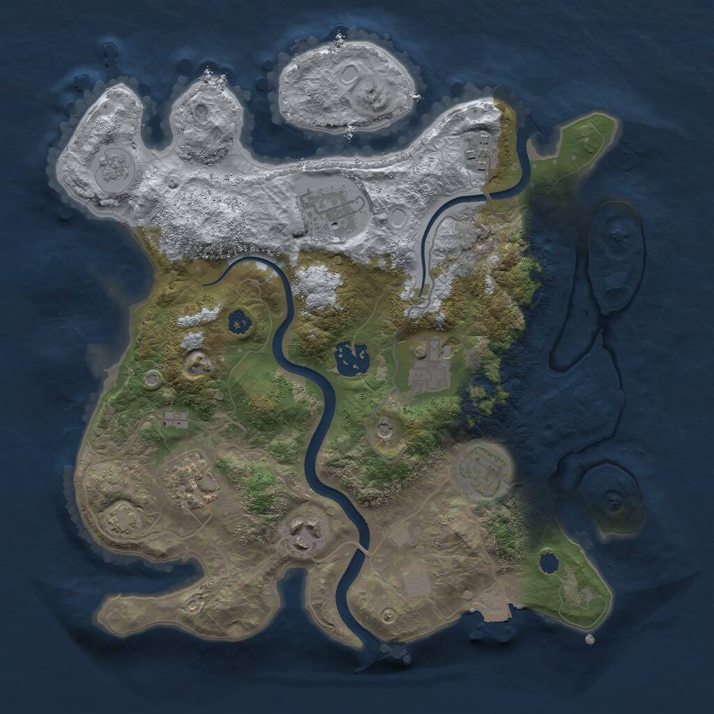 Rust Map: Procedural Map, Size: 3000, Seed: 1894056668, 11 Monuments