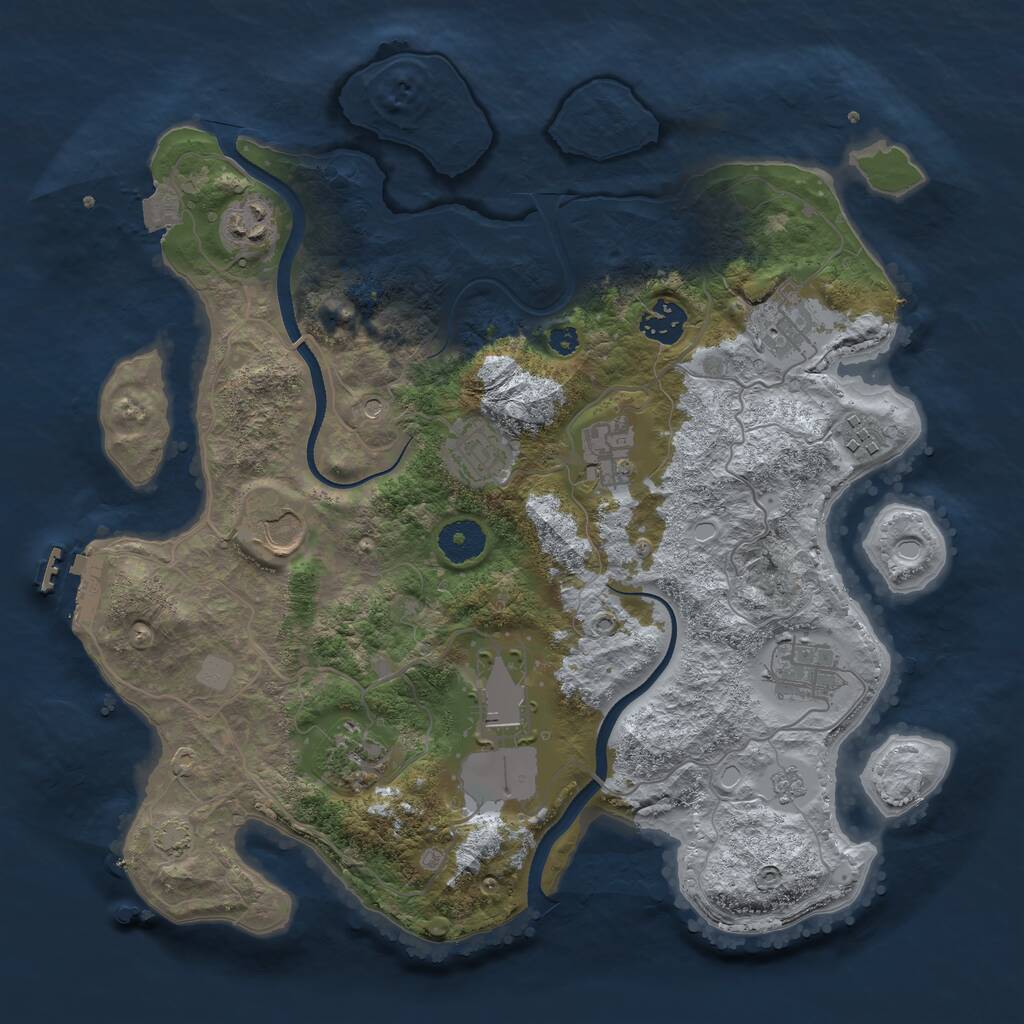 Rust Map: Procedural Map, Size: 3500, Seed: 1053847831, 15 Monuments