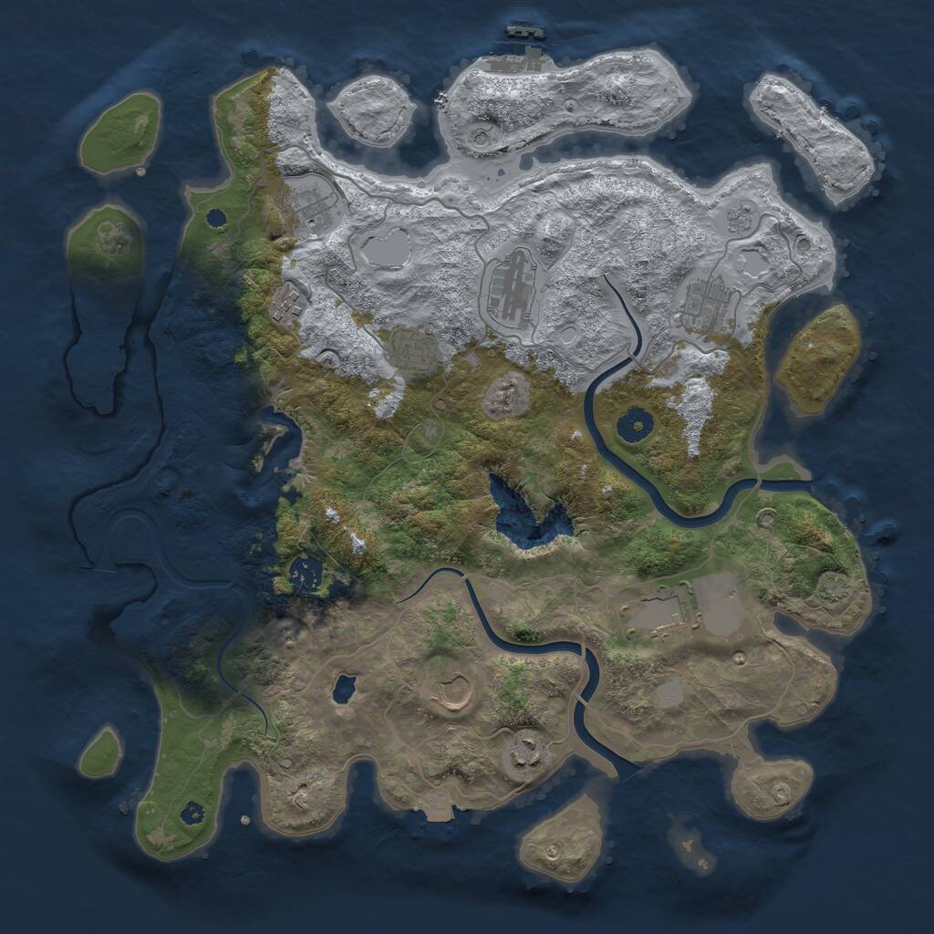 Rust Map: Procedural Map, Size: 4000, Seed: 21185, 14 Monuments