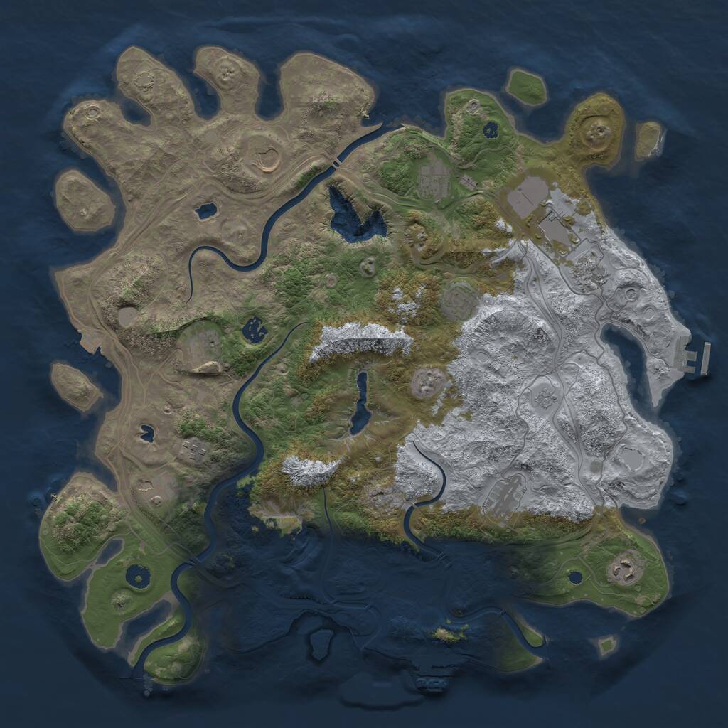 Rust Map: Procedural Map, Size: 4500, Seed: 206456060, 17 Monuments