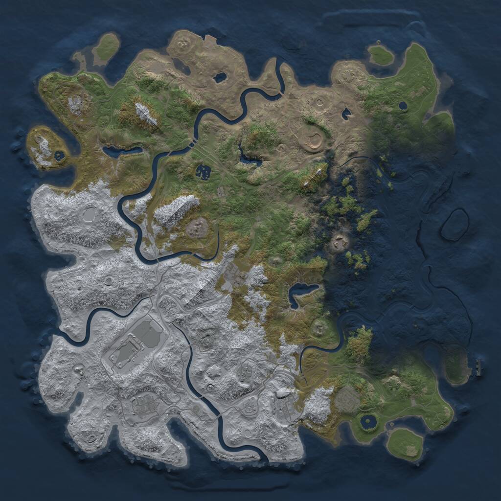 Rust Map: Procedural Map, Size: 4900, Seed: 647874927, 16 Monuments