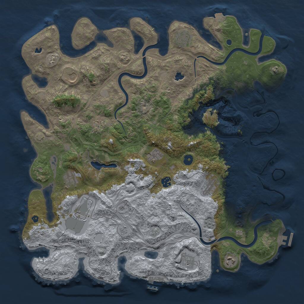 Rust Map: Procedural Map, Size: 4500, Seed: 1107744243, 17 Monuments