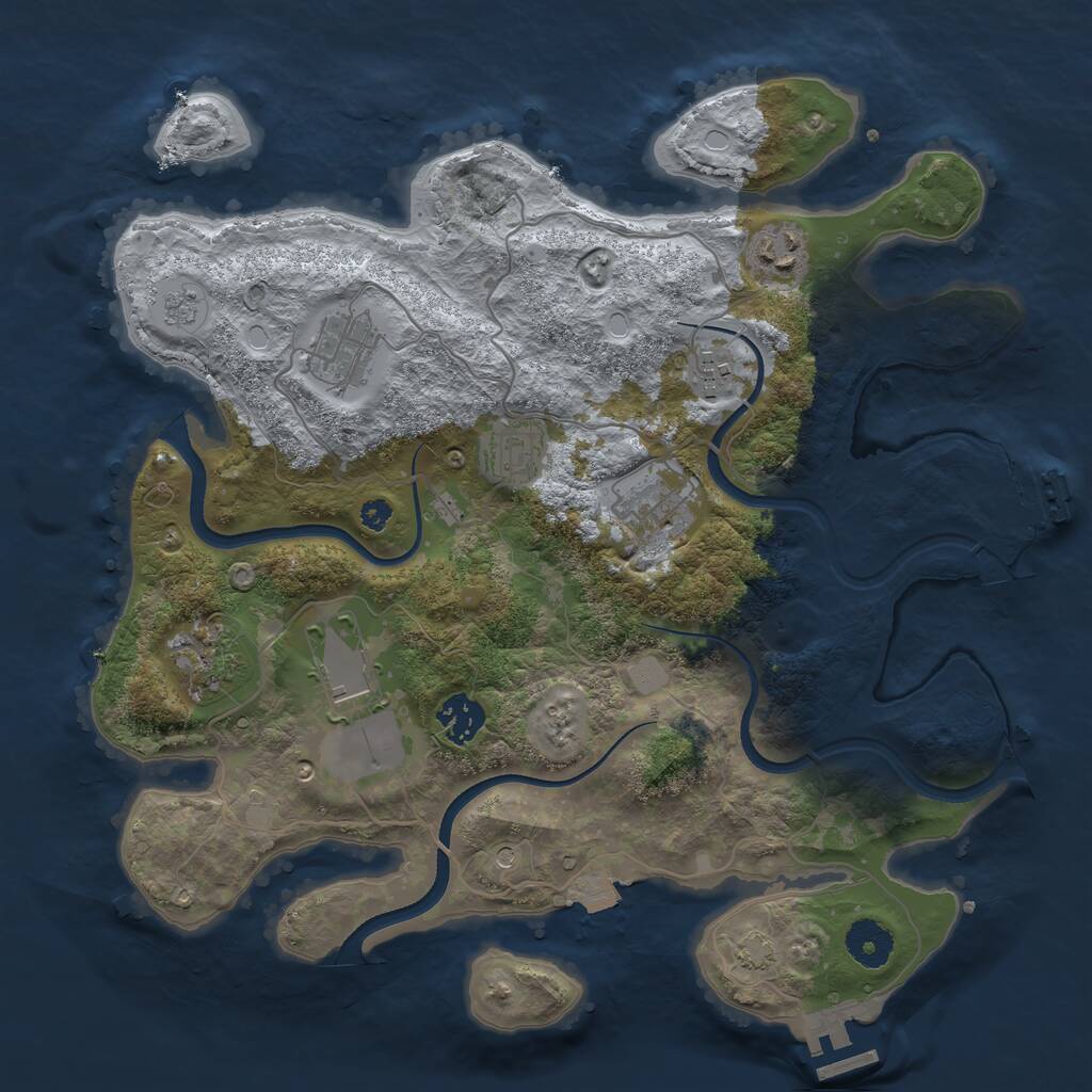 Rust Map: Procedural Map, Size: 3500, Seed: 1271327, 14 Monuments