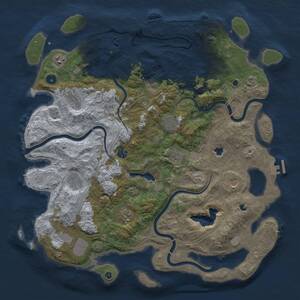 Thumbnail Rust Map: Procedural Map, Size: 4500, Seed: 13442, 16 Monuments