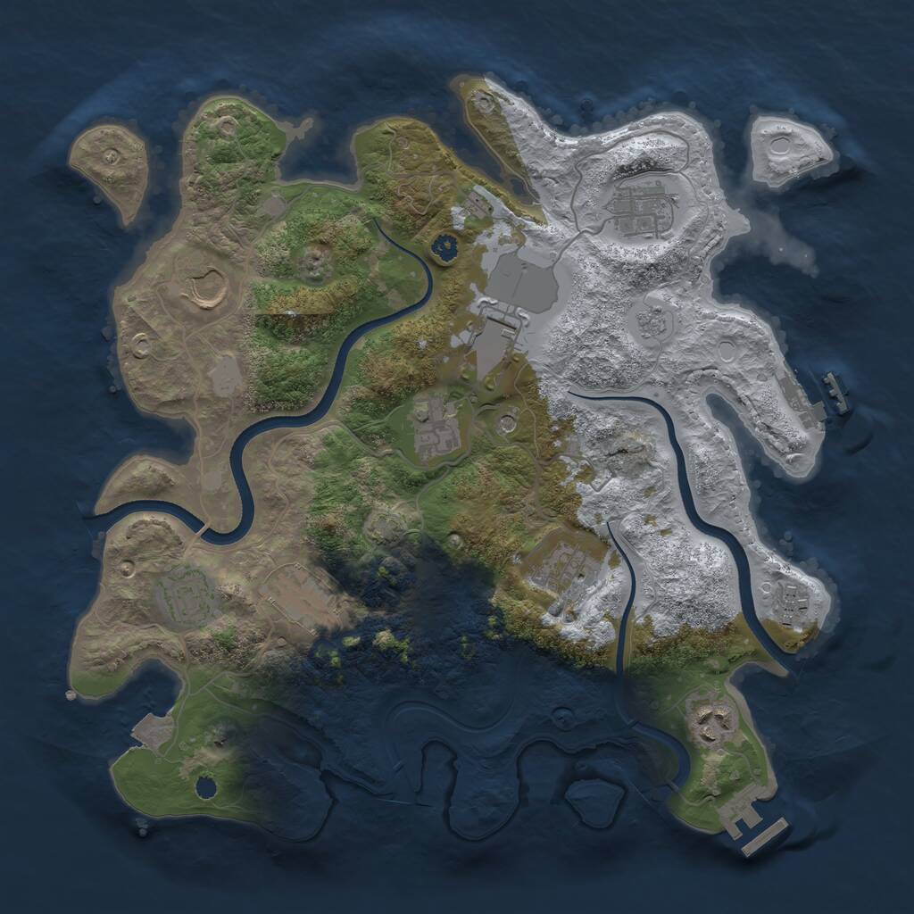 Rust Map: Procedural Map, Size: 3500, Seed: 676496423, 15 Monuments