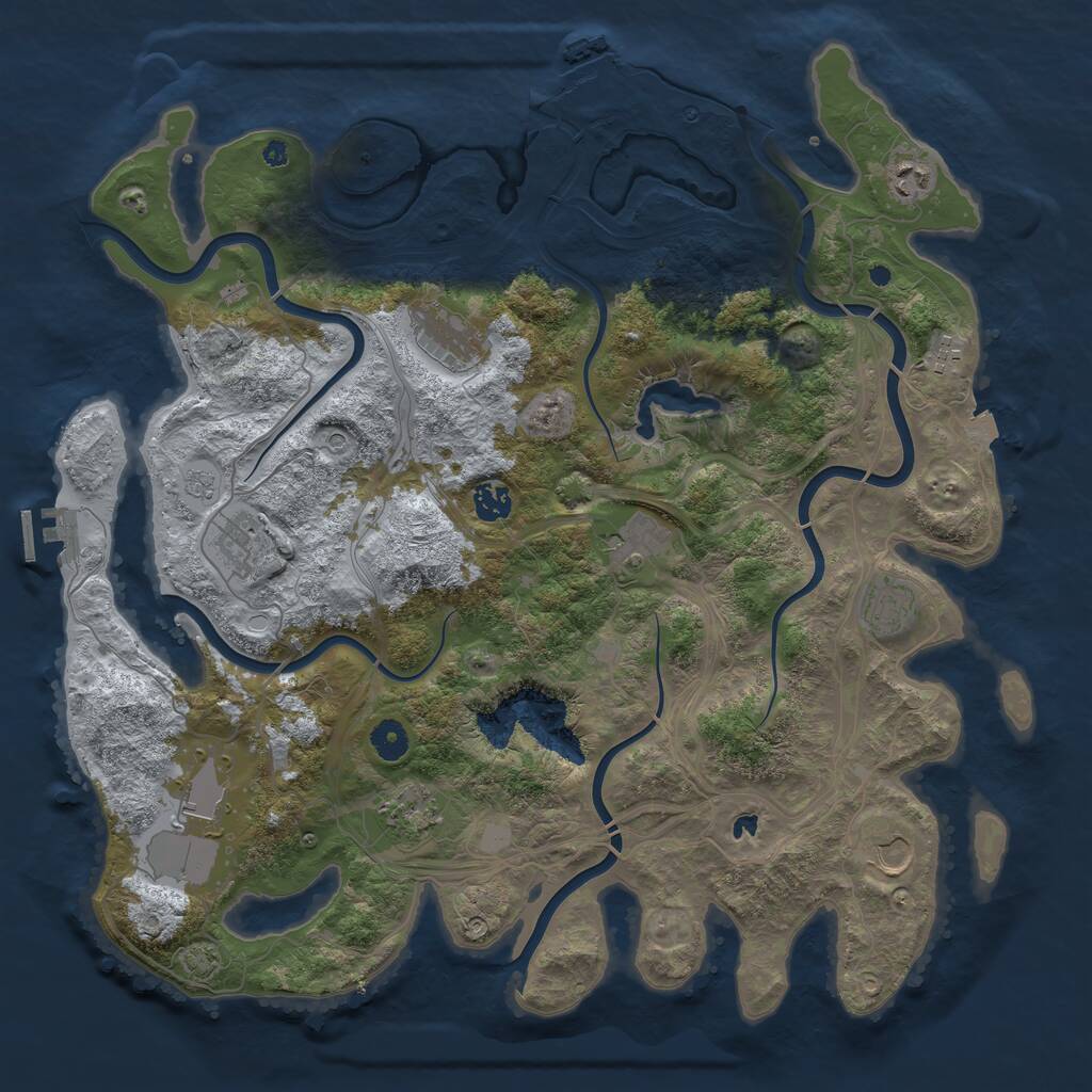 Rust Map: Procedural Map, Size: 4250, Seed: 438463638, 16 Monuments