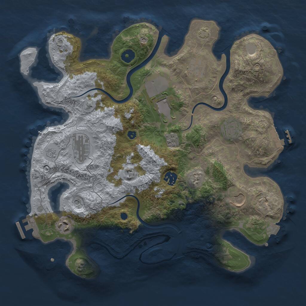 Rust Map: Procedural Map, Size: 3500, Seed: 1231171992, 14 Monuments