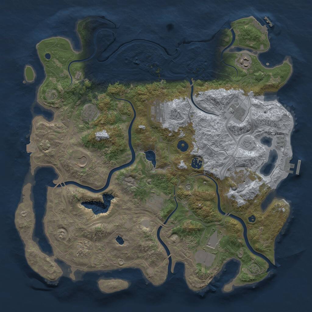 Rust Map: Procedural Map, Size: 4250, Seed: 607624980, 17 Monuments