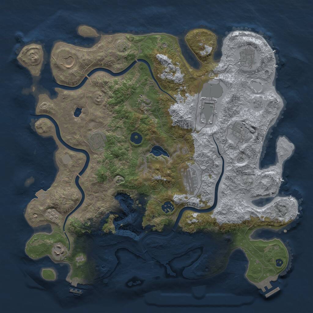 Rust Map: Procedural Map, Size: 4000, Seed: 818449275, 16 Monuments