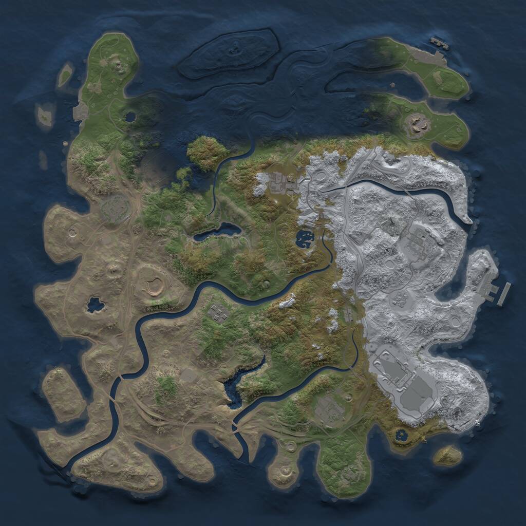 Rust Map: Procedural Map, Size: 4254, Seed: 1860968106, 16 Monuments