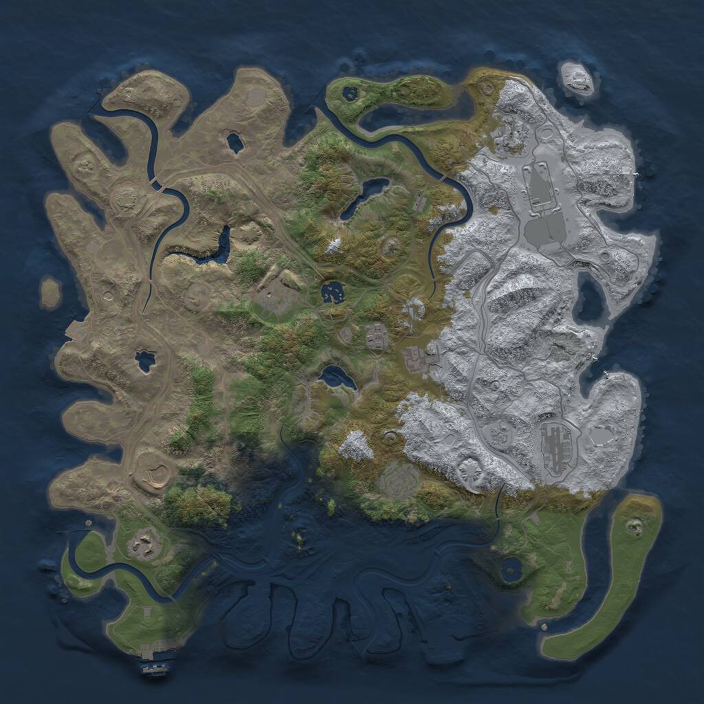 Rust Map: Procedural Map, Size: 4500, Seed: 2133363123, 16 Monuments