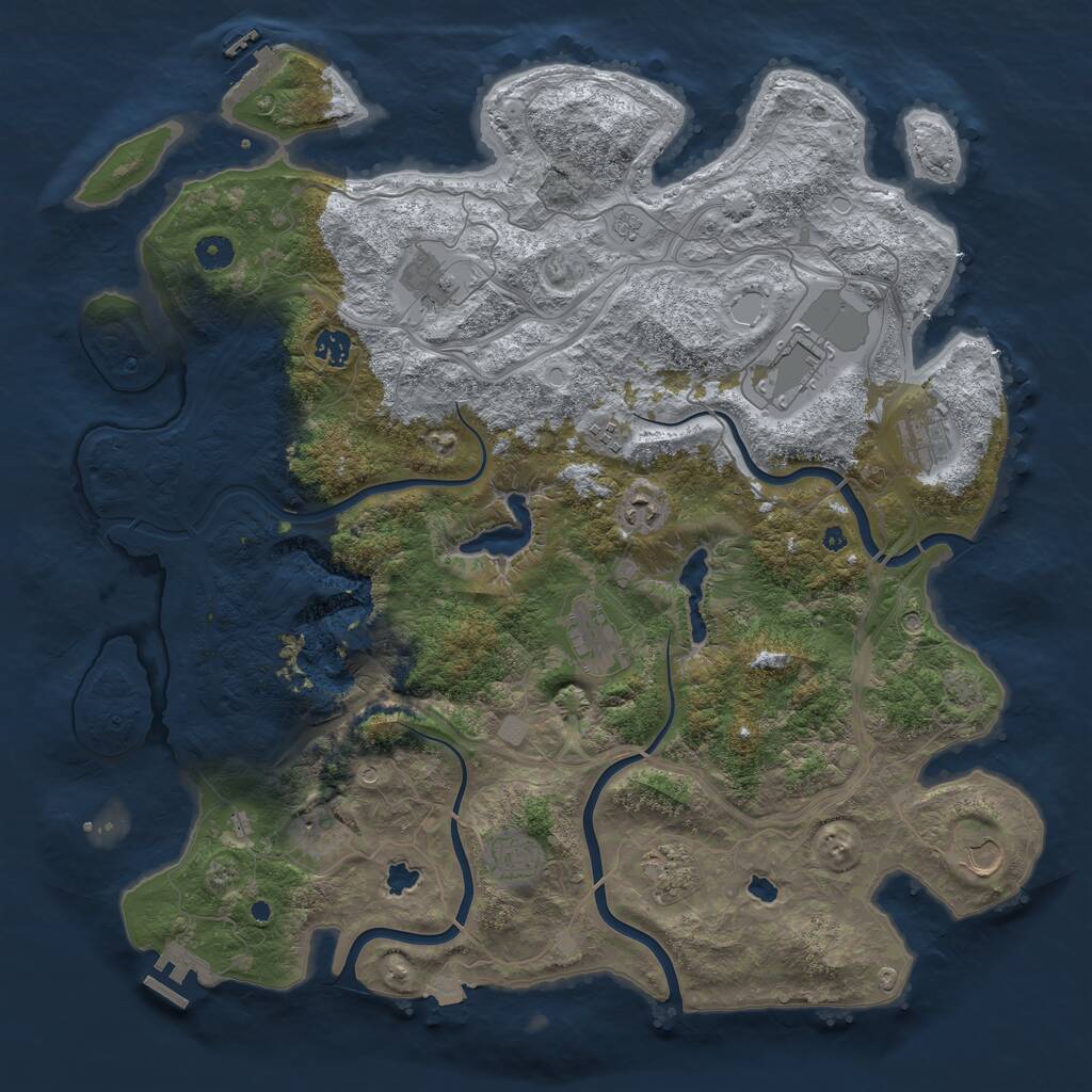 Rust Map: Procedural Map, Size: 4500, Seed: 743786307, 17 Monuments